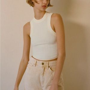 UO BDG Monica Racer-Front Tank Top in white